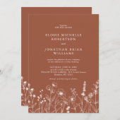 Terracotta Rustikale Herbsthochzeit Wildblume Einladung (Vorne/Hinten)