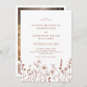 Terracotta Rustikale Herbsthochzeit Wildblume Einladung (Vorne/Hinten)