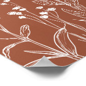 Terracotta Rustikale Herbsthochzeit Wildblume Poster (Ecke)