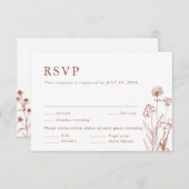Terracotta Rustikale Herbsthochzeit Wildblume RSVP Karte (Vorne/Hinten)