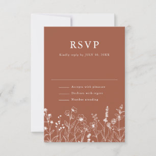 Terracotta Rustikale Herbsthochzeit Wildblume RSVP Karte