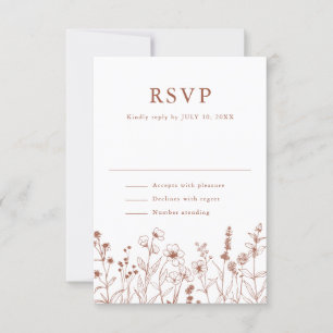 Terracotta Rustikale Herbsthochzeit Wildblume RSVP Karte