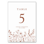 Terracotta Rustikale Herbsthochzeit Wildblume Tischnummer (Rückseite)