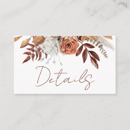 Terracotta Rustikale Hochzeit im Herbst Boho Begleitkarte (Vorderseite)