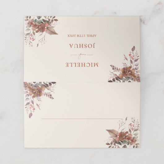 Terracotta Rustikale Hochzeit im Herbst Platzkarte (Außenseite Aufgefaltet)