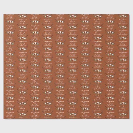 Terracotta rustikale Junggebliebene frohe Weihnach Geschenkpapier (Flach)