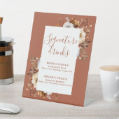 Terracotta Rustikale moderne Flora Signature Drink Sockelschild (In SItu)