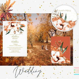 Terracotta Rustikale Orange Flora Einladung