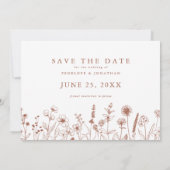 Terracotta Rustikale Wildblume Foto Save The Date (Rückseite)