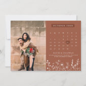 Terracotta Rustikale Wildblume Foto Save The Date (Vorderseite)