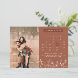 Terracotta Rustikale Wildblume Foto Save The Date