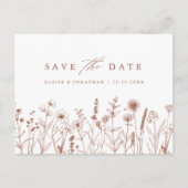 Terracotta Rustikale Wildblume Save the Date Postkarte (Vorderseite)