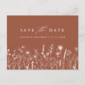 Terracotta Rustikale Wildblume Save the Date Postkarte (Vorderseite)