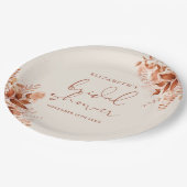 Terracotta Rustikales Brautparty Pappteller (Schrägansicht)