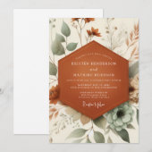 Terracotta Sage Botanical Wedding Einladung (Vorne/Hinten)