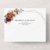 Terracotta Sage Burgund Bloral Geometric Wedding All In One Einladung (Rückseite)