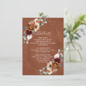 Terracotta Sage Burgund Bloral Geometric Wedding Begleitkarte (Stehend Vorderseite)