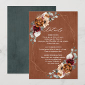 Terracotta Sage Burgund Bloral Geometric Wedding Begleitkarte (Vorne/Hinten)