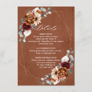 Terracotta Sage Burgund Bloral Geometric Wedding  Begleitkarte
