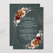 Terracotta Sage Burgund Bloral Geometric Wedding Begleitkarte (Vorne/Hinten)