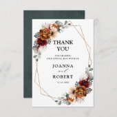 Terracotta Sage Burgund Bloral Geometric Wedding Dankeskarte (Vorne/Hinten)