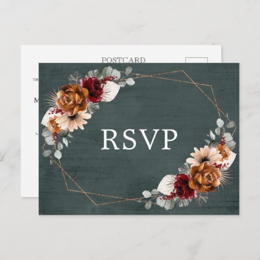 Terracotta Sage Burgundy Greenery Geometric UAWG Postkarte (Vorne/Hinten)