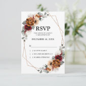 Terracotta Sage Burgundy Greenery Geometric Weddin RSVP Karte (Stehend Vorderseite)