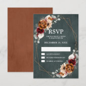 Terracotta Sage Burgundy Greenery Geometric Weddin RSVP Karte (Vorne/Hinten)