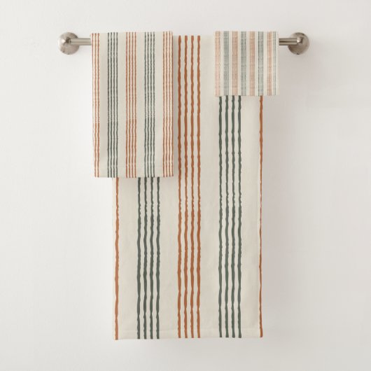Terracotta Sage Green Modern Simple Boho Badhandtuch Set (Insitu)