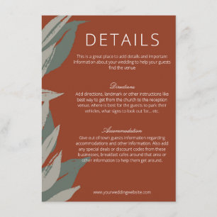 Terracotta Sage Green Moderne Botanicals Hochzeit Begleitkarte
