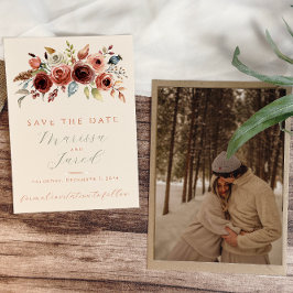 Terracotta Sage Green Wedding Floral Foto Save The Date