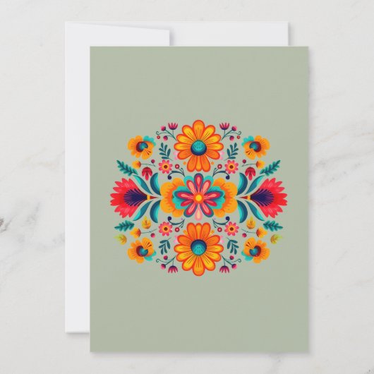 Terracotta & Sage Mexican Folk Art Fiesta Wedding Einladung (Rückseite)