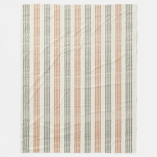 Terracotta Sage Modern Minimalistischer Streifen B Fleecedecke (Vorderseite)