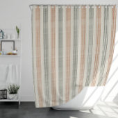 Terracotta Sage Modern Strip Boho Duschvorhang