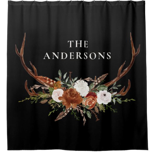 Terracotta Salbei botanischer Blumenchic Duschvorhang (Vorderseite)