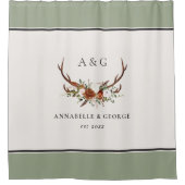 Terracotta Salbei botanischer Blütenriss Duschvorhang (Vorderseite)