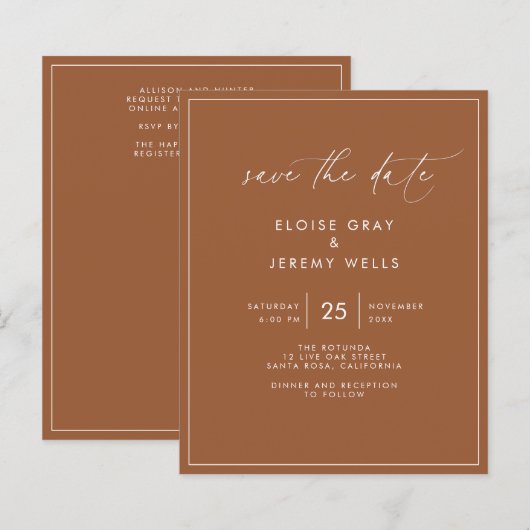 Terracotta Save the Date (Vorne/Hinten)