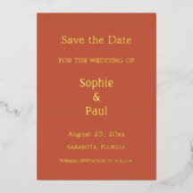Terracotta Save the Date Foil Einladung