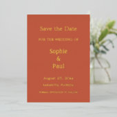 Terracotta Save the Date Foil Einladung (Stehend vorne)