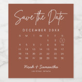 Terracotta Save the Date Kalender Minimalistisch Weinetikett (Einzelnes Label)