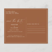 Terracotta Save the Date Postkarte (Rückseite)