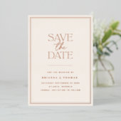 Terracotta Save the Date Rose Gold Folieneinladung (Stehend vorne)