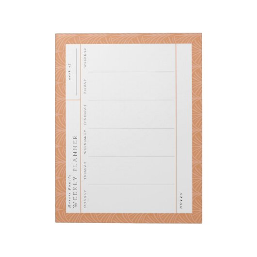 Terracotta Scallops Family Weekly Planer Notepad Notizblock (Rotiert)