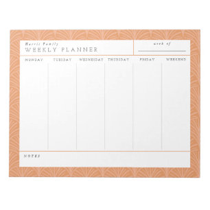 Terracotta Scallops Family Weekly Planer Notepad Notizblock