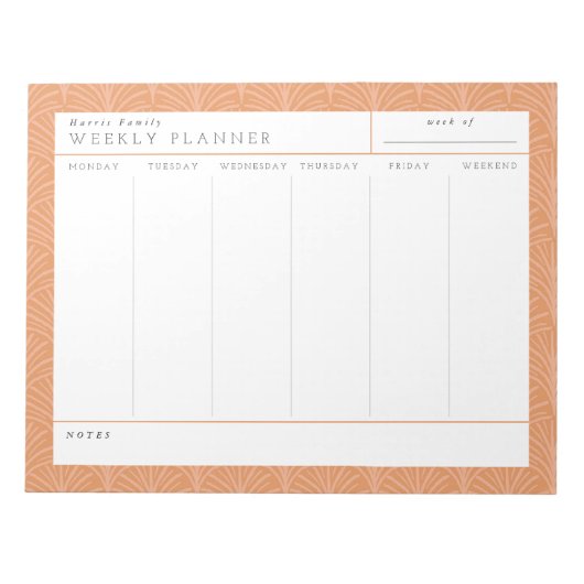 Terracotta Scallops Family Weekly Planer Notepad Notizblock (Vorderseite)