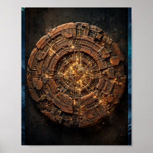 Terracotta-Schaltkreise — Alte Tech-Fusionskunst Poster