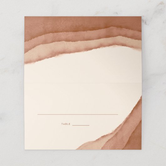 Terracotta Schatten Minimalist Boho Wedding Place Platzkarte (Außenseite Aufgefaltet)