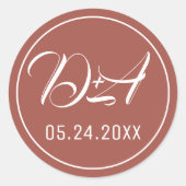 Terracotta-Schriftzeichen-Hochzeit im Herbst Runder Aufkleber (Vorderseite)