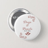 Terracotta schwarz rustikale spanisch Hochzeitspaa Button (Vorne & Hinten)