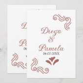 Terracotta schwarz rustikale spanisch Hochzeitspaa Einladung (Vorne/Hinten)